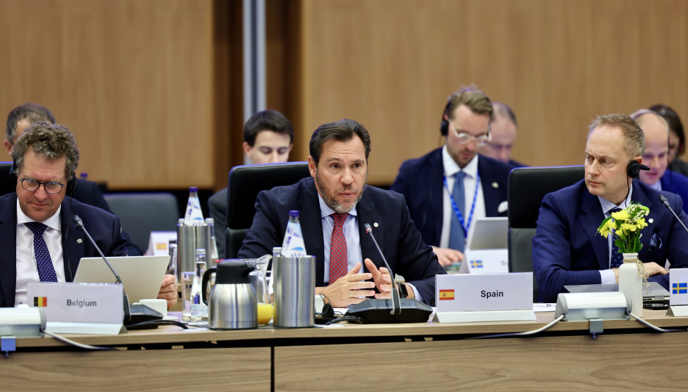 El ministro de Transportes y Movilidad Sostenible, Óscar Puente, en el Consejo informal europeo de ministros de Transportes Y de Asuntos Marítimos, en Chipre, a 29 de abril de 2026.