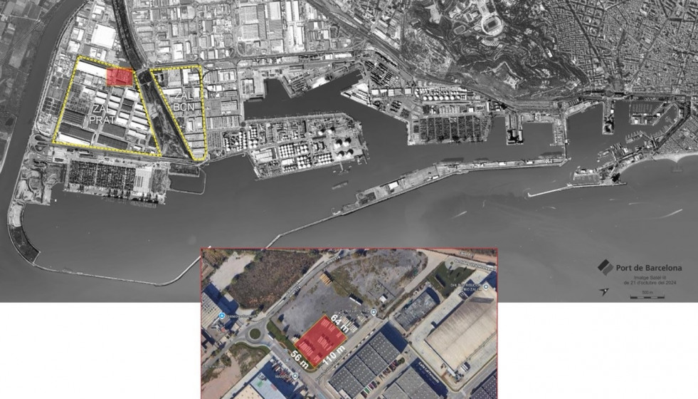 Imagen de la ubicación de la futura estación de hidrógeno en el Puerto de Barcelona
