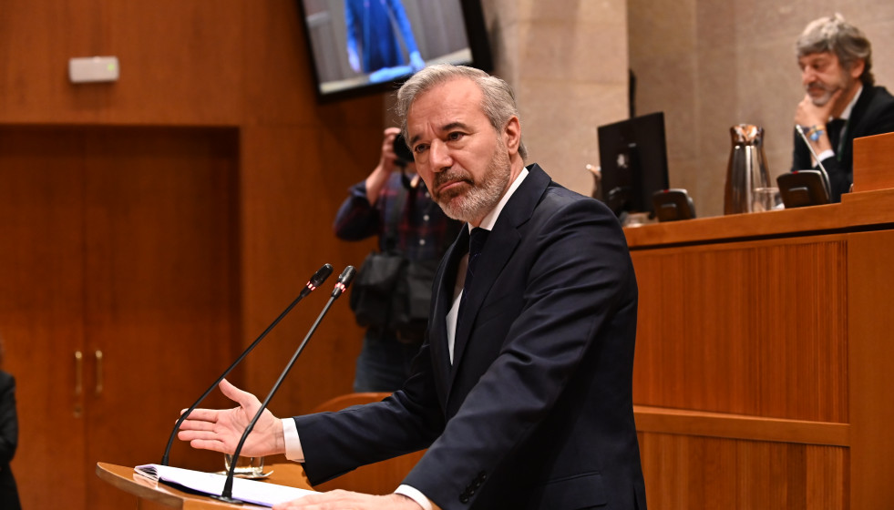El presidente del Gobierno de Aragón en funciones, Jorge Azcón, durante el Pleno de las Cortes de Aragón, a 29 de abril de 2026, en Zaragoza, Aragón (España).