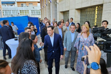 El presidente de la Junta de Andalucía y del PP-A, Juanma Moreno, este miércoles en Huelva.