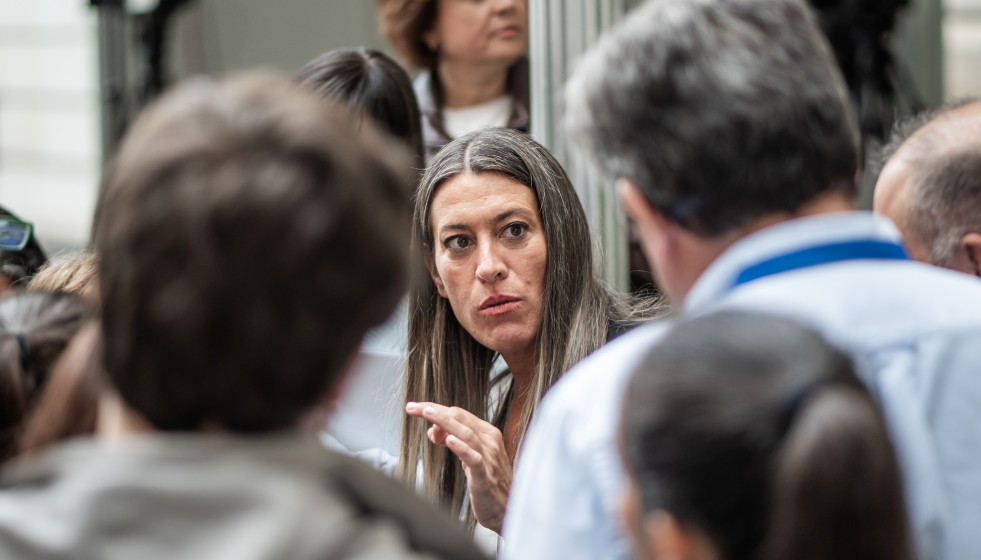 La portavoz de Junts en el Congreso, Miriam Nogueras, durante una sesión plenaria en el Congreso, a 29 de abril de 2026, en Madrid (España). La sesión de control se centra en la política económic