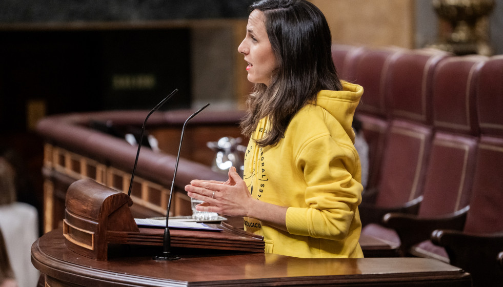 La secretaria general de Podemos, Ione Belarra, durante una sesión plenaria en el Congreso, a 29 de abril de 2026, en Madrid (España).