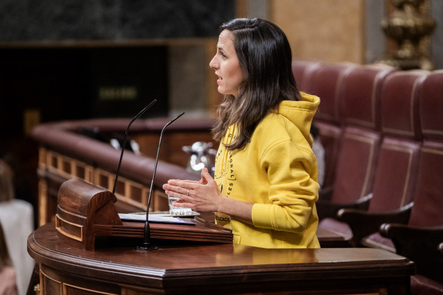La secretaria general de Podemos, Ione Belarra, durante una sesión plenaria en el Congreso, a 29 de abril de 2026, en Madrid (España).