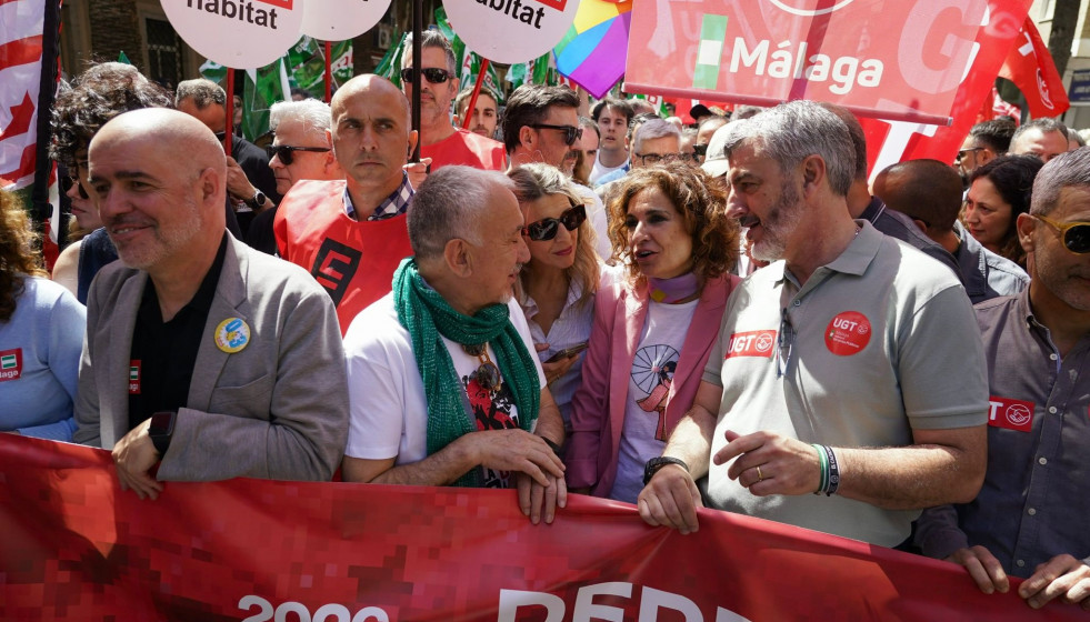 La secretaria general del PSOE-A, María Jesús Montero, en la manifestación por el 1 de mayo en Málaga.