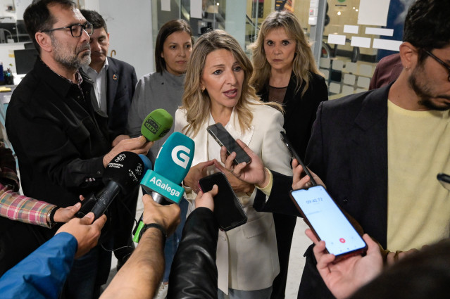 La Vicepresidenta Segunda Del Gobierno Y Ministra De Trabajo Y Economía Social, Yolanda Díaz, En Declaraciones A Los Medios Antes De Un Encuentro Con Cooperativas En A Coruña