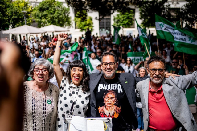 El candidato de Adelante Andalucía, José Ignacio García, en un mitin en Jerez de la Frontera (Cádiz).
