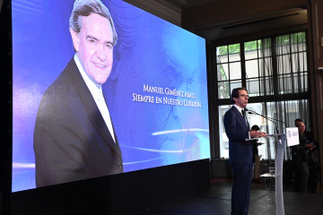 El expresidente del Gobierno, José María Aznar, durante el acto de homenaje a Manuel Giménez Abad, en el  Hotel NH Collection Gran Hotel, a 4 de mayo de 2026, en Zaragoza, Aragón (España).