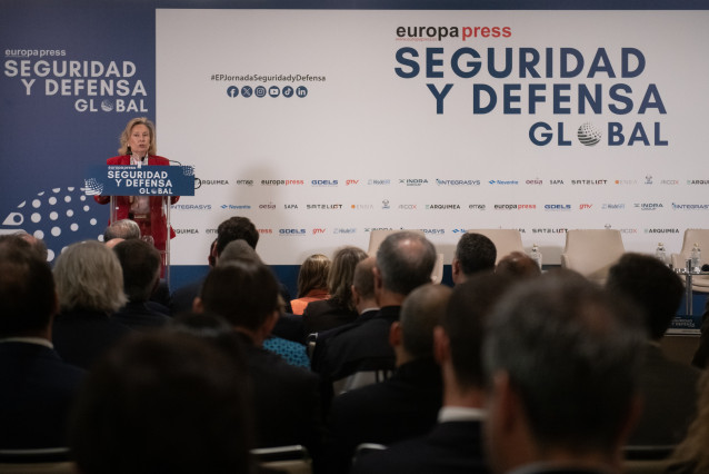 Amparo Valcarce, secretaria de Estado de Defensa, en la inauguración de la II edición de la Jornada Seguridad y Defensa: innovación y visión estratégica organizada por Europa Press