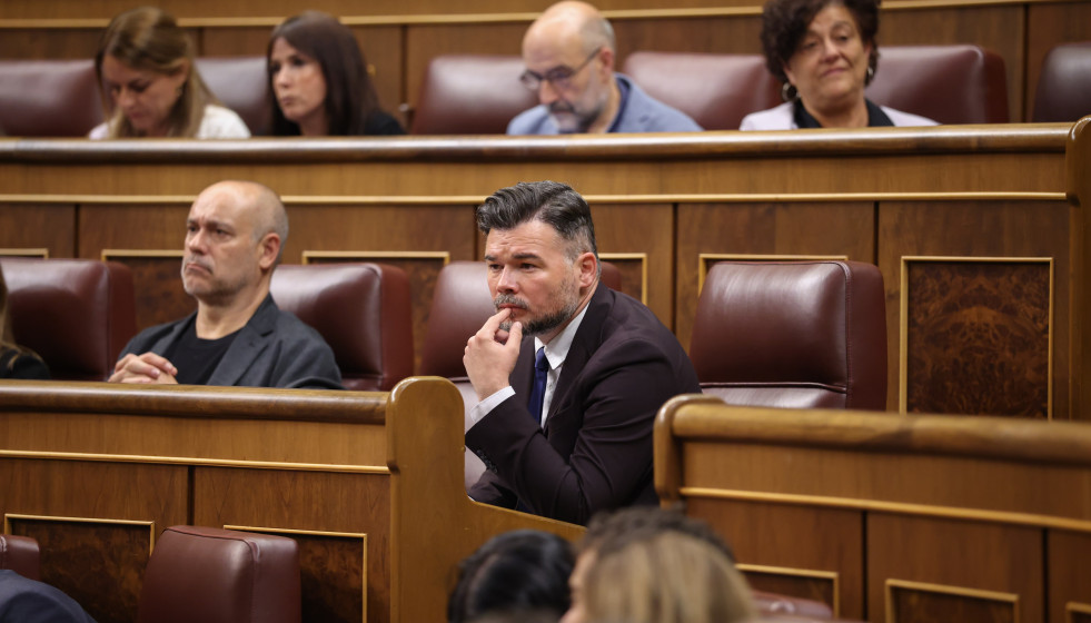 El diputado de ERC, Gabriel Rufián, durante una sesión plenaria en el Congreso