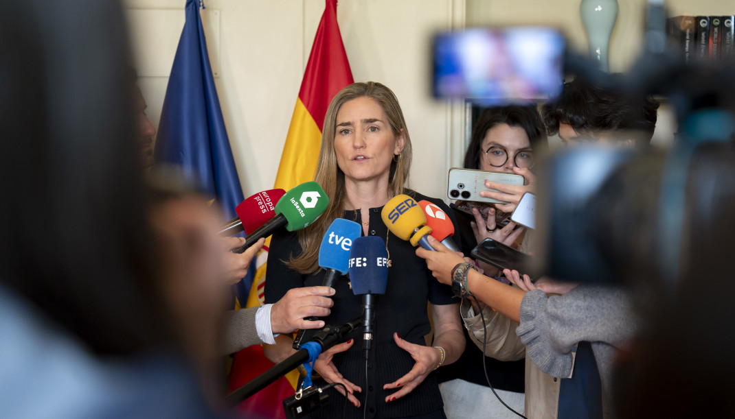 La vicepresidenta tercera y ministra para la Transición Ecológica y el Reto Demográfico, Sara Aagesen, ofrece declaraciones tras una reunión con agentes del sector gasista y del sector petrolero, 