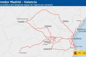 Archivo - Esquema del corredor Madrid-Valencia del nuevo mapa concesional