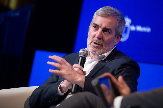 El presidente de Canarias, Fernando Clavijo Batlle, durante la última jornada de  'Wake Up, Spain! Wake Up, Europe', en el Palacio de Linares de Madrid, a 17 de abril de 2026, en Madrid (España). 'Crecimiento, cohesión e incertidumbre' es un simposio orga