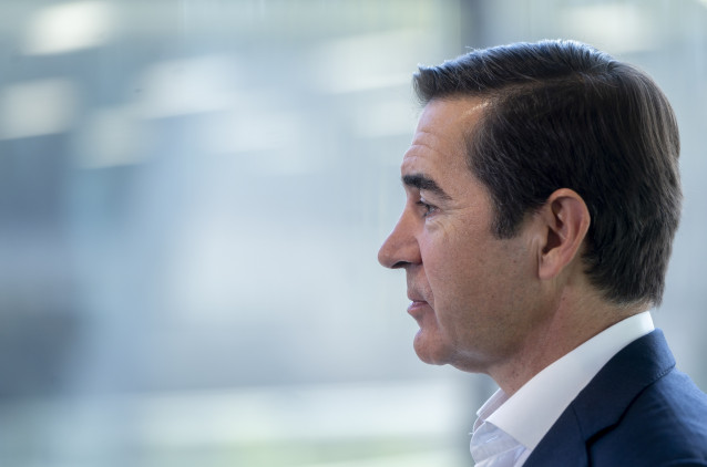 Archivo - El presidente del BBVA, Carlos Torres Vila, durante una entrevista para Europa Press, en el edificio ‘La Vela’, en la ciudad del BBVA, a 8 de octubre de 2025, en Madrid (España).