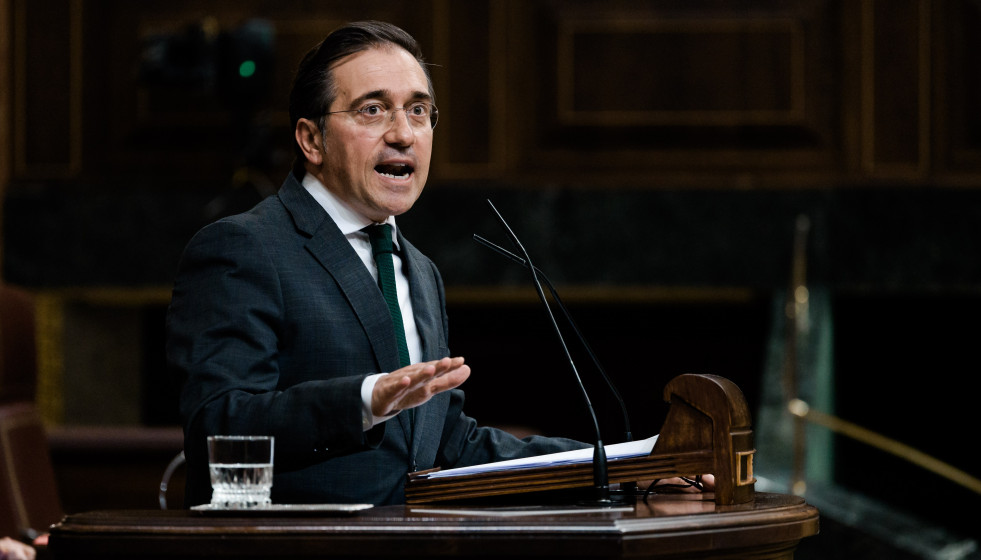 El ministro de Asuntos Exteriores, Unión Europea y Cooperación, José Manuel Albares, durante una sesión plenaria en el Congreso, a 7 de mayo de 2026, en Madrid (España). La sesión cuenta con la 