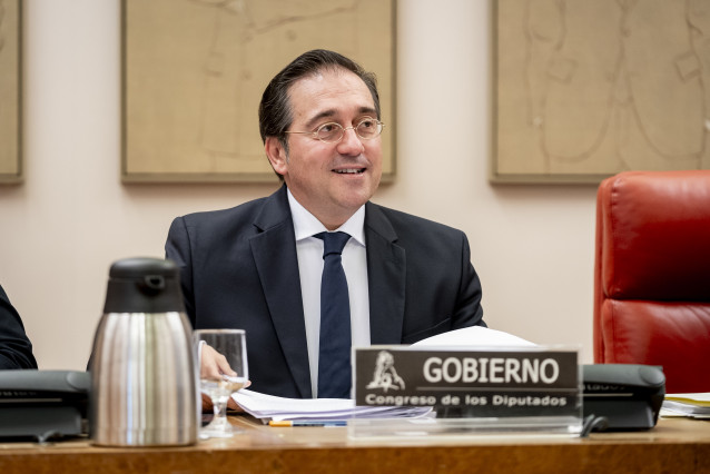 Archivo - El ministro de Exteriores, Unión Europea y Cooperación, José Manuel Albares, comparece en la Comisión de Asuntos Exteriores, en el Congreso de los Diputados, a 4 de octubre de 2024, en Madrid.
