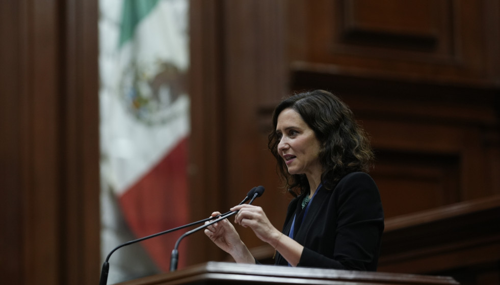 La presidenta de la Comunidad de Madrid, Isabel Díaz Ayuso, tras recibir la Medalla de Aguascalientes en México.