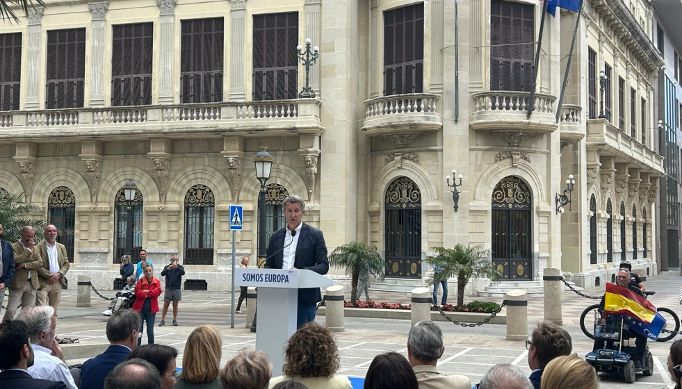 El presidente del Partido Popular en España, Alberto Núñez Feijóo, durante un acto en Ceuta.