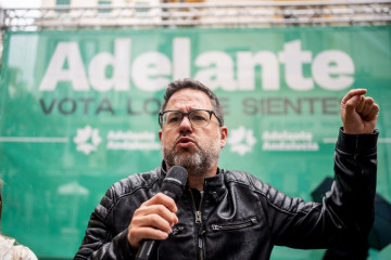 El portavoz y candidato de Adelante Andalucía a la presidencia de la Junta de Andalucía, José Ignacio García, en un acto en Málaga.