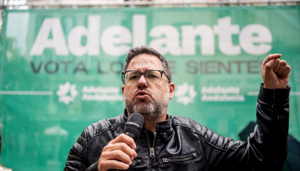 El portavoz y candidato de Adelante Andalucía a la presidencia de la Junta de Andalucía, José Ignacio García, en un acto en Málaga.