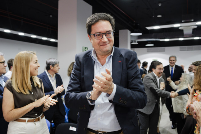 El secretario general del PSOE-M, Óscar López, durante la jornada 'La Europa que soñamos, la Europa que defendemos', en la sede del PSOE-M, a 8 de mayo de 2026, en Madrid (España). Foto de archivo