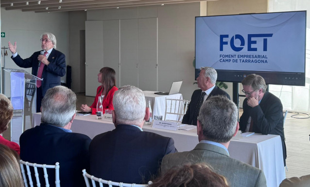 El presidente de Foment del Treball, Josep Sánchez Llibre, en el acto institucional del Foment Empresarial de Tarragona (FOET)