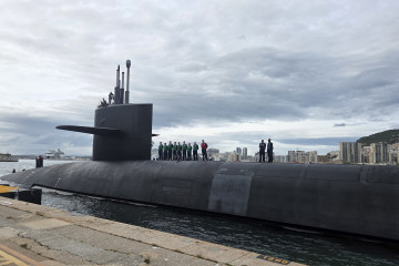 Un submarino nuclear de misiles balísticos tipo Ohio atracado en Gibraltar