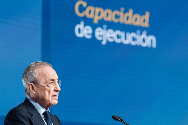 El presidente de ACS, Florentino Pérez, durante la junta de accionistas de ACS, en Ifema Madrid, a 8 de mayo de 2026