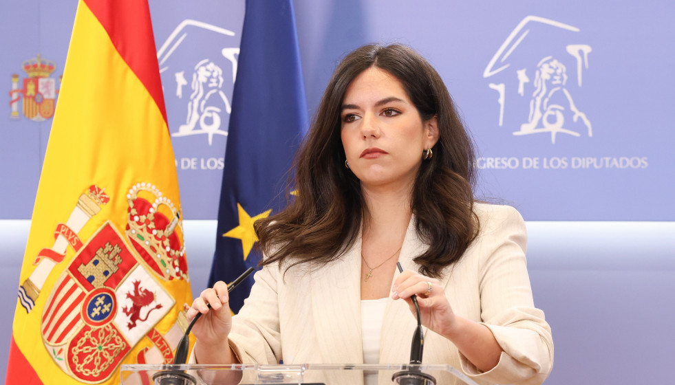 La portavoz de VOX en el Congreso, Pepa Millán, durante una rueda de prensa
