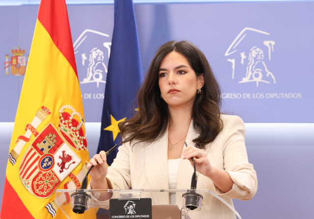 La portavoz de VOX en el Congreso, Pepa Millán, durante una rueda de prensa