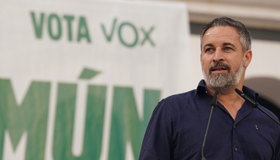 El presidente de Vox, Santiago Abascal, participa en un acto de campaña electoral andaluza. Imagen de archivo.
