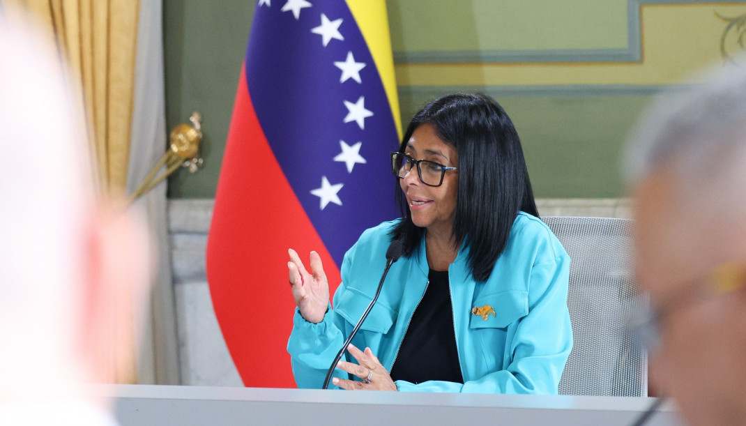 La presidenta encargada de Venezuela, Delcy Rodríguez, en el acto de instalación de la Comisión para la Gran Consulta Nacional sobre la Reforma de la Justicia Penal.