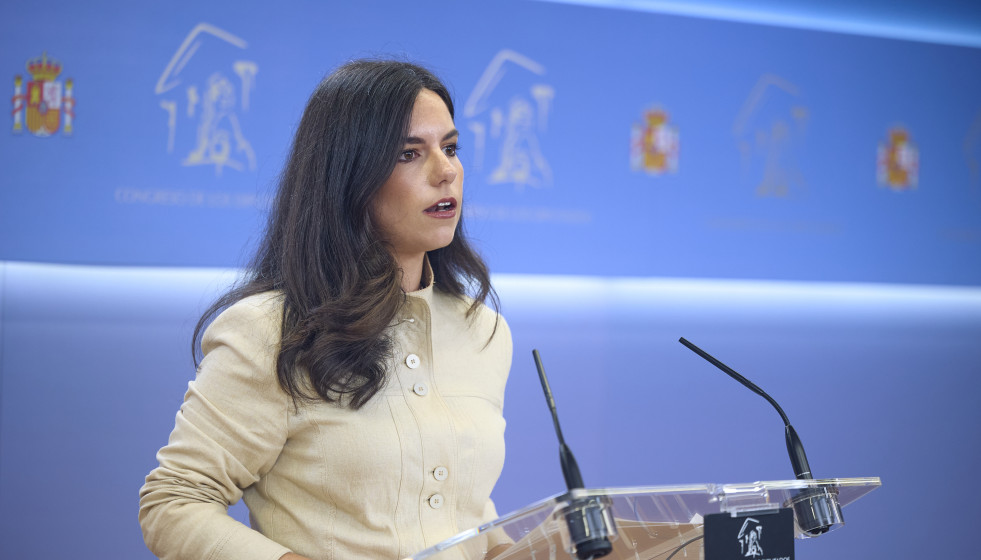 La portavoz de VOX en el Congreso, Pepa Millán,  durante una rueda de prensa, en el Congreso de los Diputados, a 12 de mayo de 2026, en Madrid (España).