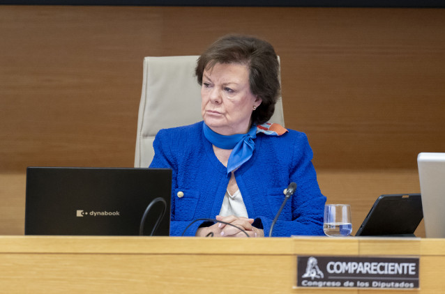 La presidenta del Tribunal de Cuentas, Enriqueta Chicano, comparece ante la Comisión Mixta para las Relaciones con el Tribunal de Cuentas, a 28 de abril de 2026, en Madrid (España).
