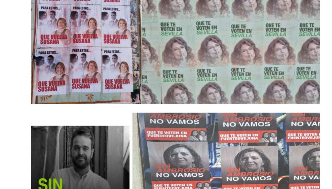 Carteles denunciados por el PSOE-A ante la Junta Electoral de Andalucía.