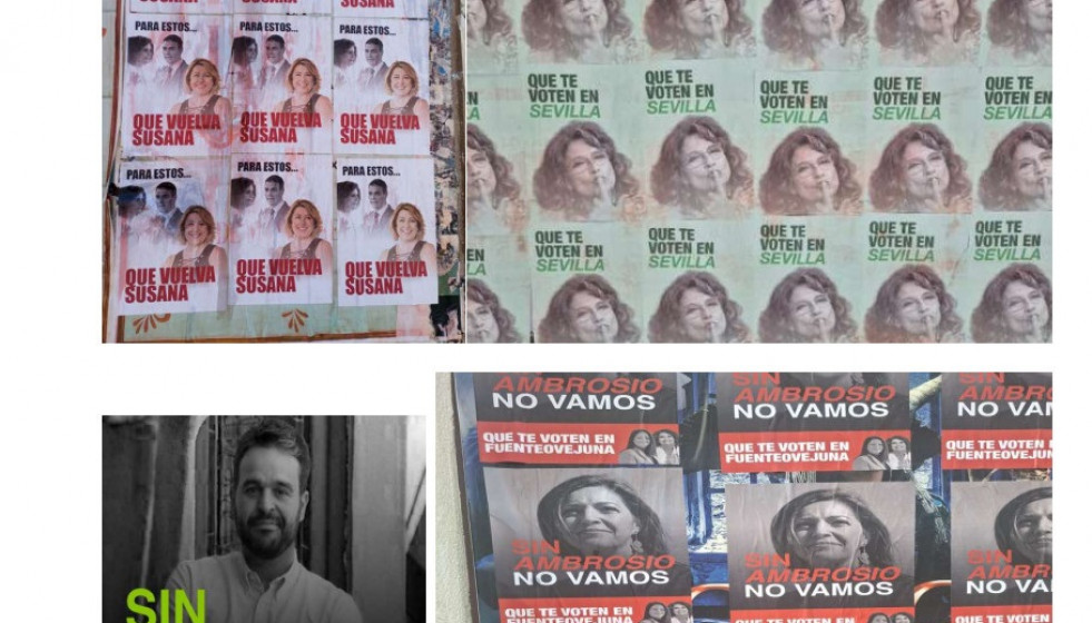 Carteles denunciados por el PSOE-A ante la Junta Electoral de Andalucía.