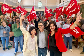 El ministro de la Presidencia, Justicia y Relaciones con las Cortes, Félix Bolaños, en un acto de campaña por el 17M.
