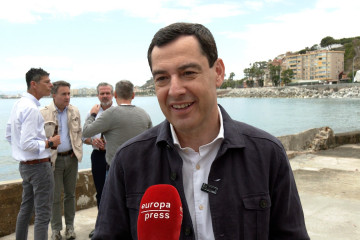 El presidente de la Junta de Andalucía y candidato a la reelección, Juanma Moreno, durante la jornada de reflexión.