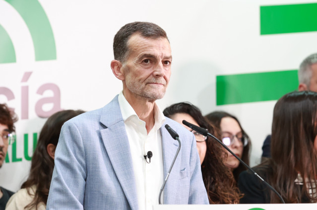 El candidato de Por Andalucía a la Presidencia de la Junta, Antonio Maíllo, valora los resultados electorales. A 17 de mayo de 2026 en Sevilla (Andalucía, España).