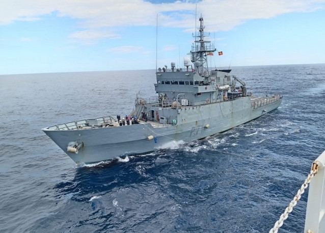El patrullero 'Serviola', que colaboró en el rescate del carguero ruso 'Ursa Major' hundido frente a Cartagena el 23 de diciembre de 2024.