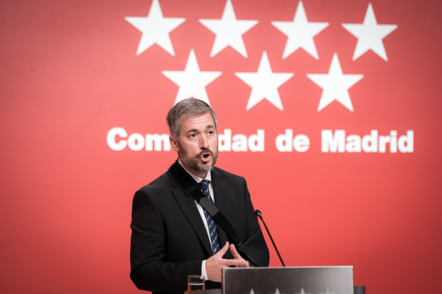 Archivo - El consejero de Presidencia, Justicia y Administración Local, y portavoz del Gobierno autonómico, Miguel Ángel García Martín, durante una rueda de prensa tras la reunión del Consejo de Gobierno de la Comunidad de Madrid, en la Real Casa de Corre