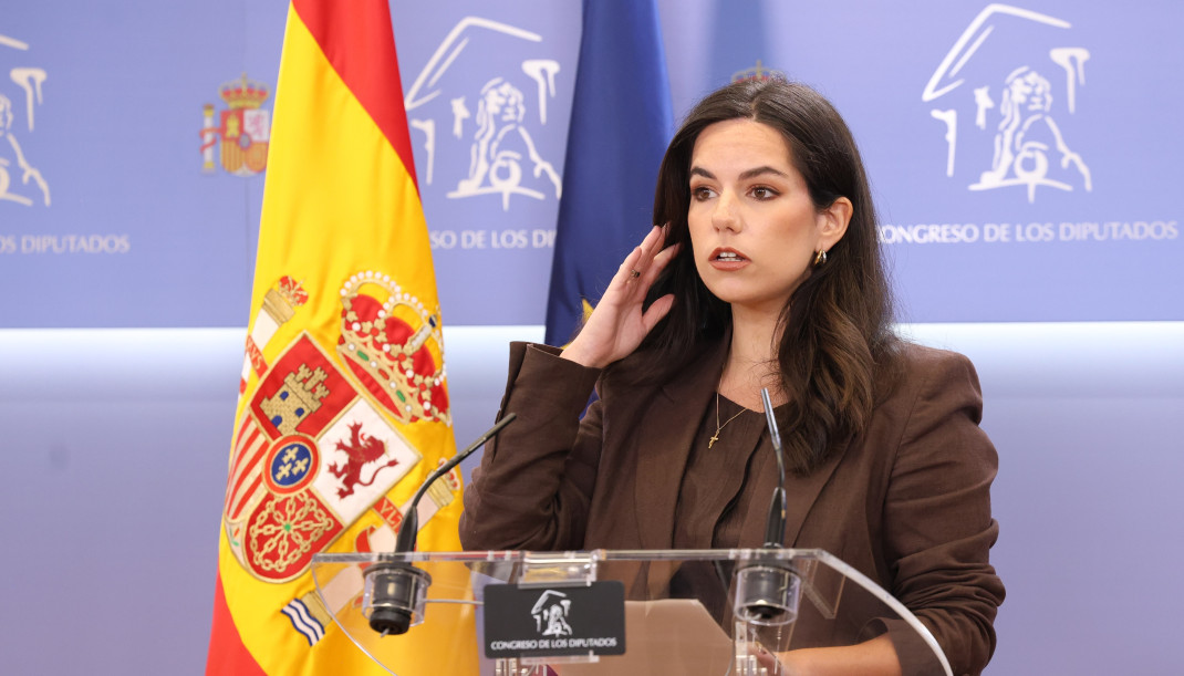 La diputada del grupo parlamentario Vox, Pepa Millán, durante una rueda de prensa en el Congreso de los Diputados, a 19 de mayo de 2026, en Madrid (España).
