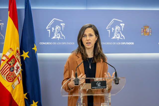 Archivo - La diputada de Podemos, Ione Belarra, durante una rueda de prensa, en el Congreso de los Diputados, a 10 de marzo de 2026, en Madrid (España).