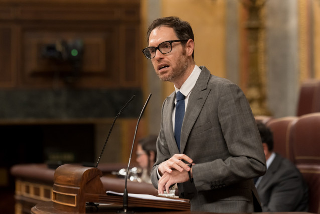 El diputado del PP Sergio Sayas interviene durante una sesión plenaria en el Congreso de los Diputados, a 19 de mayo de 2026, en Madrid (España).