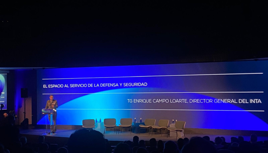 El director general del Instituto Nacional de Técnica Aeroespacial (INTA), teniente general Enrique Campo Loarte, en la primera jornada del Congreso del Espacio 2026, organizado por Tedae en el Audit