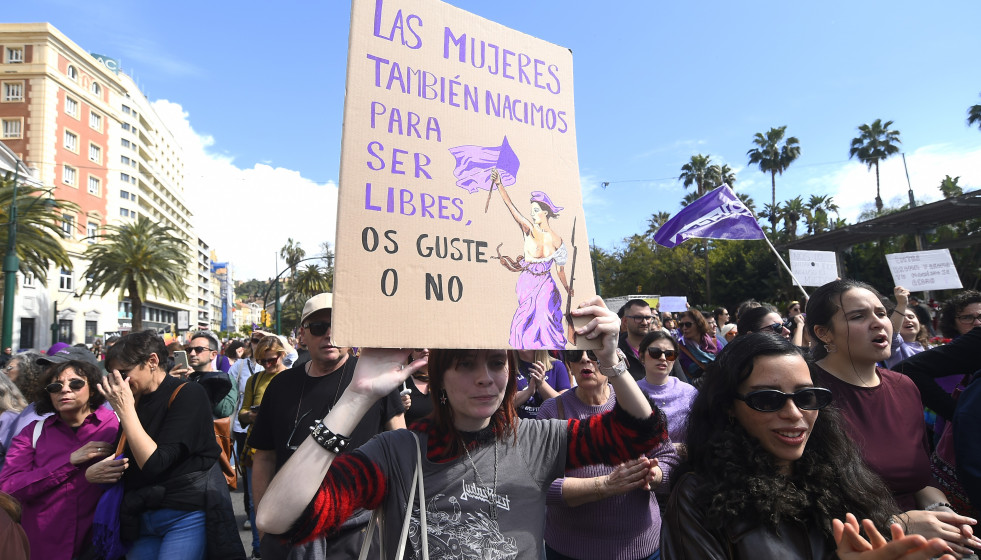 Archivo - Manifestación en Málaga con motivo del 8 de marzo, Día Internacional de la Mujer