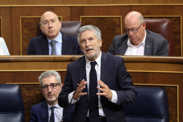 El ministro del Interior, Fernando Grande-Marlaska, interviene durante una sesión de control al Gobierno, en el Congreso de los Diputados, a 20 de mayo de 2026, en Madrid (España)