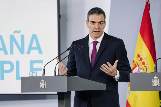 El presidente del Gobierno, Pedro Sánchez durante una rueda de prensa.