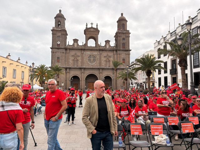 El secretario general de CCOO, Unai Sordo, este jueves en Las Palmas de Gran Canaria