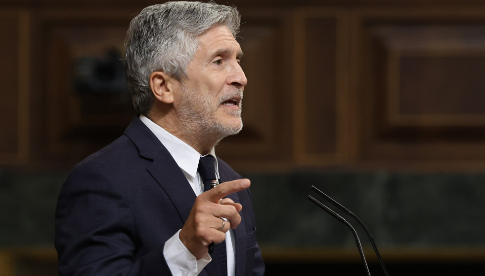 El ministro del Interior, Fernando Grande-Marlaska, durante una sesión de control al Gobierno, en el Congreso