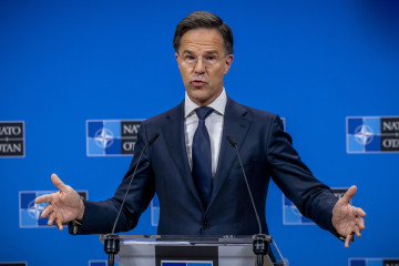 Archivo - Rueda de prensa del secretario general de la OTAN, Mark Rutte, en la sede en Bruselas.